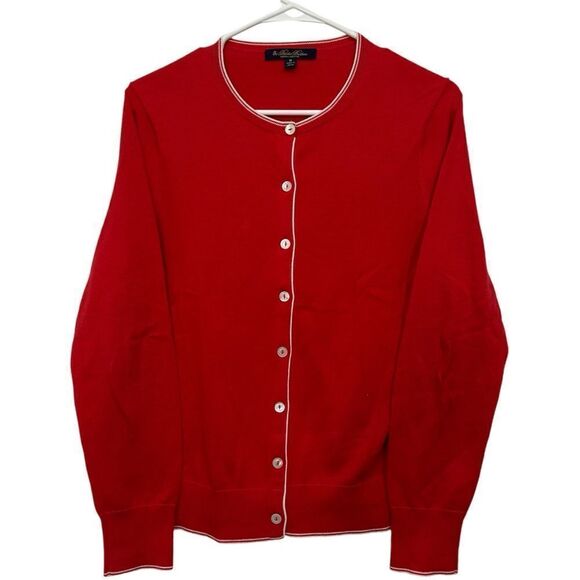 Brooks Brothers Women's‎ Supima Cotton Button Up Sweater Size medium Red - Picture 1 of 7
